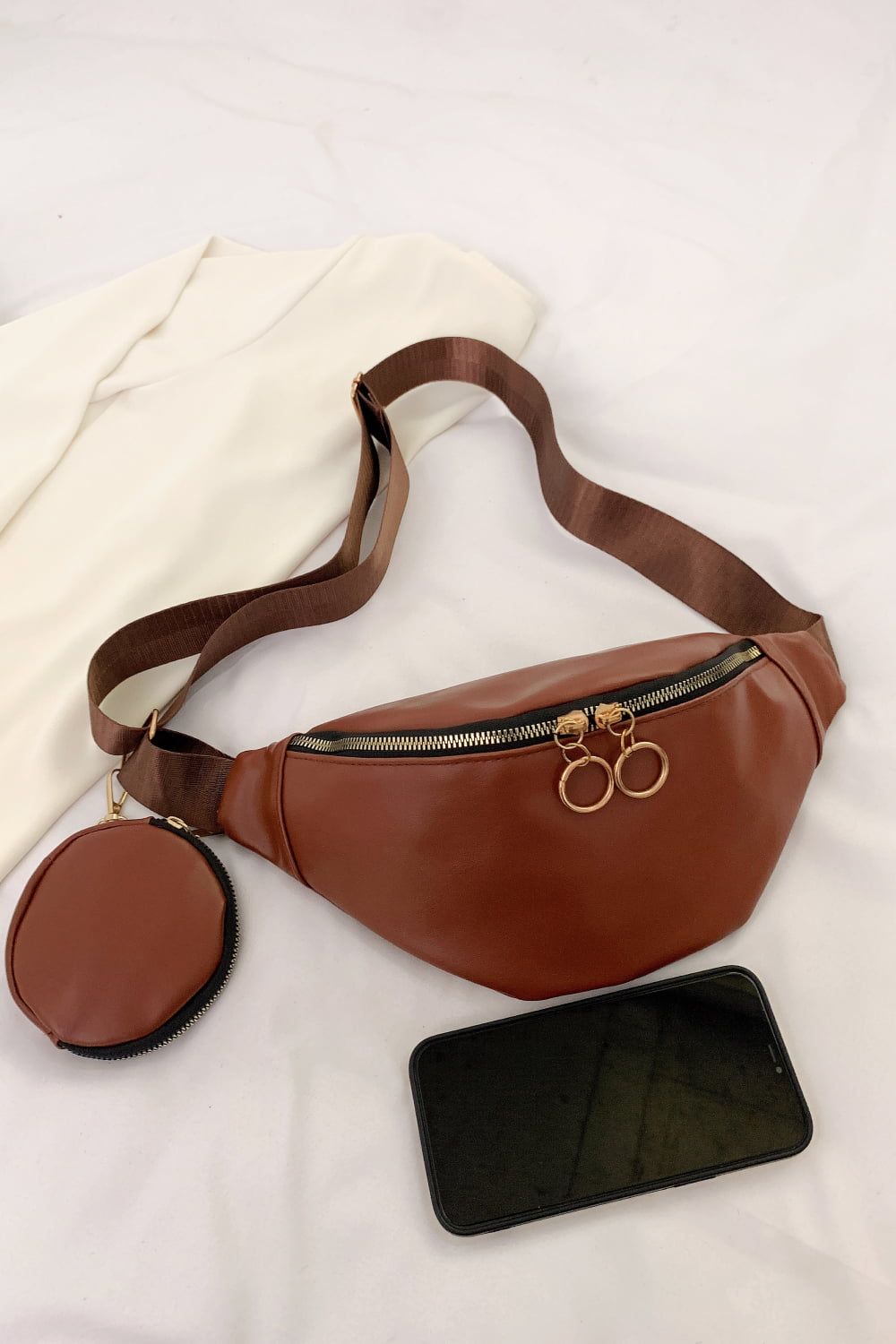 PU Leather Sling Bag with Small Purse.