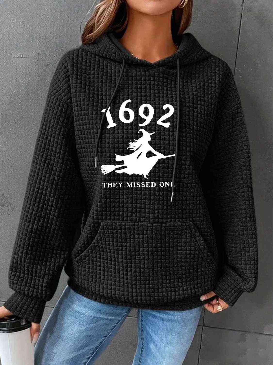 1962 THEY MISSED ONE Graphic Hoodie with Front Pocket - By Baano