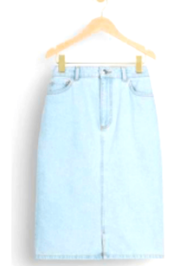 Lisa Blue Denim Skirt - Perfect Knee Length Modest and Chic - By Baano