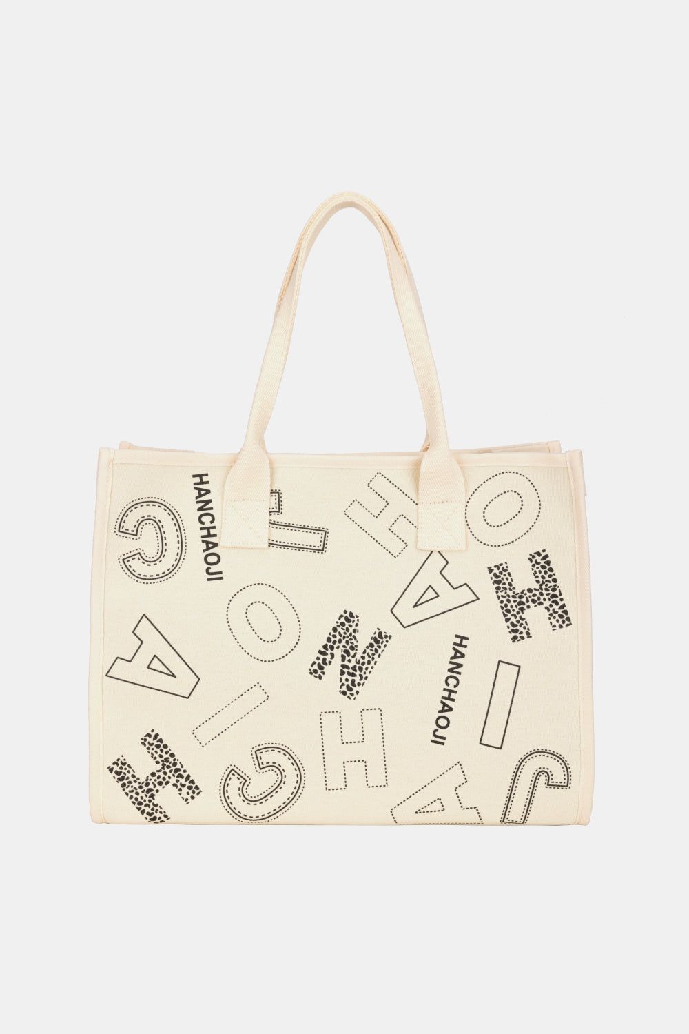 Letter Print Canvas Tote Bag - By Baano