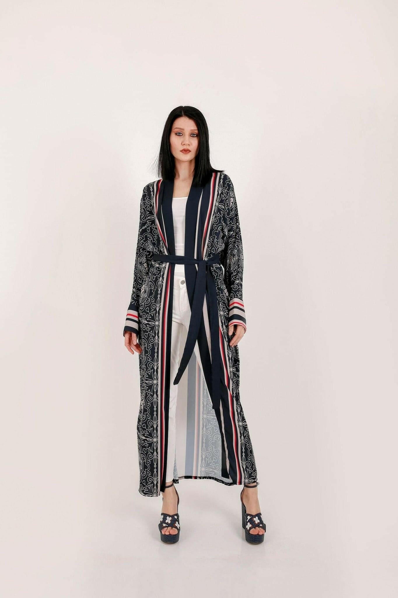Jolie Japanese Inspires Open Front Kimono - By Baano