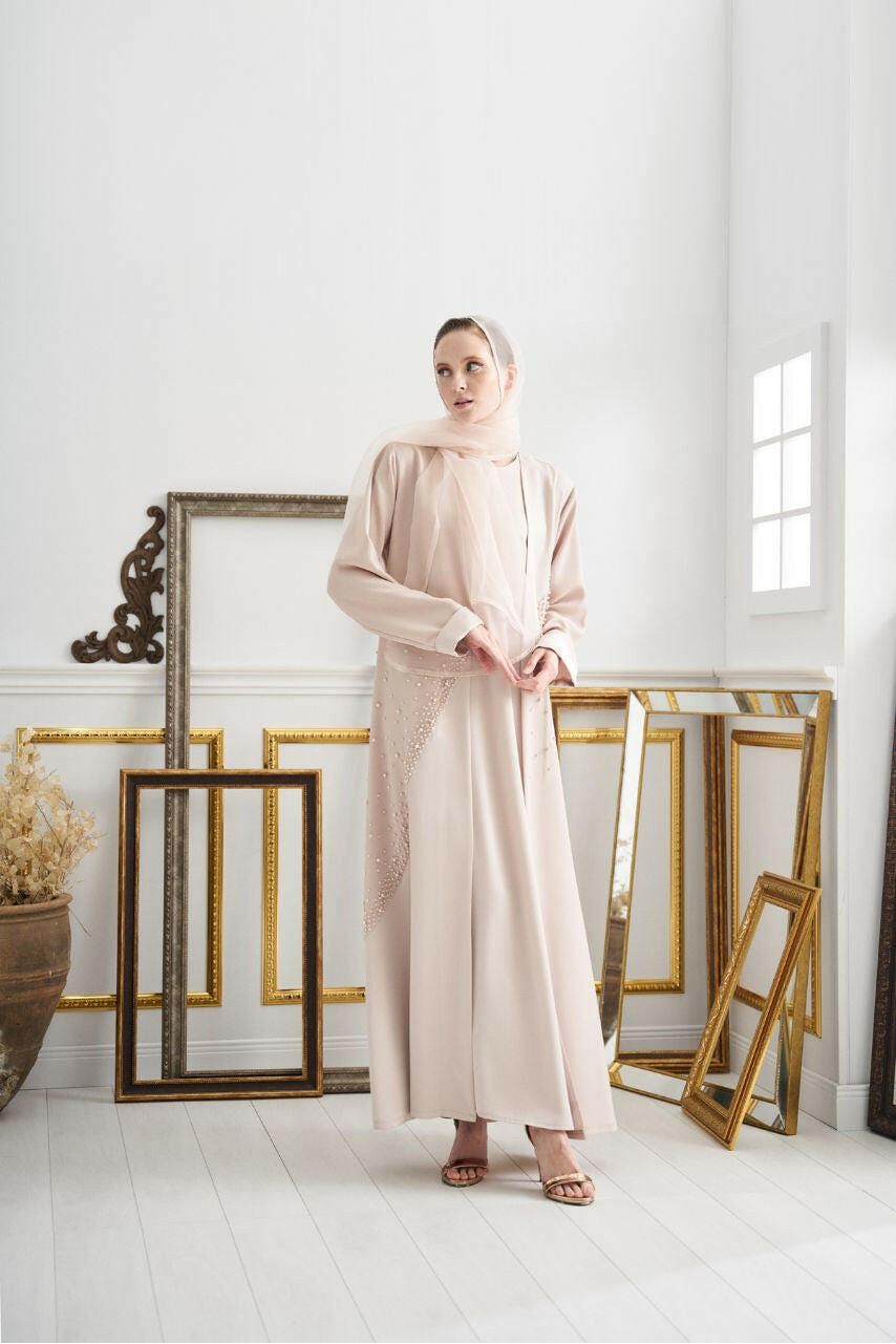The Eloise Abaya stylish and comfortable silhouette Abaya By Baano 42 Ice Pink 