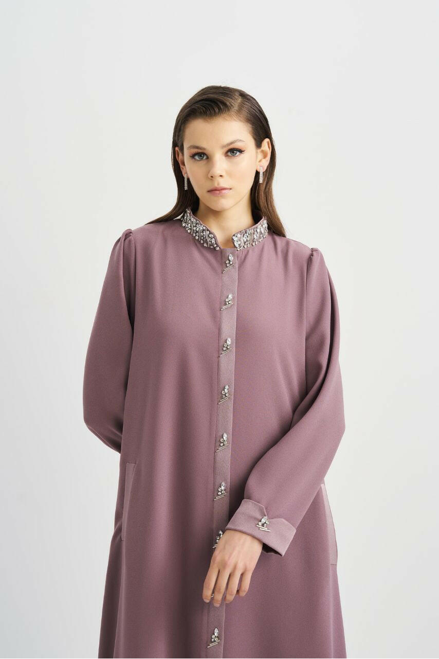 Women's Traditional Embellished Abaya Dress - Decorative Buttons - By Baano