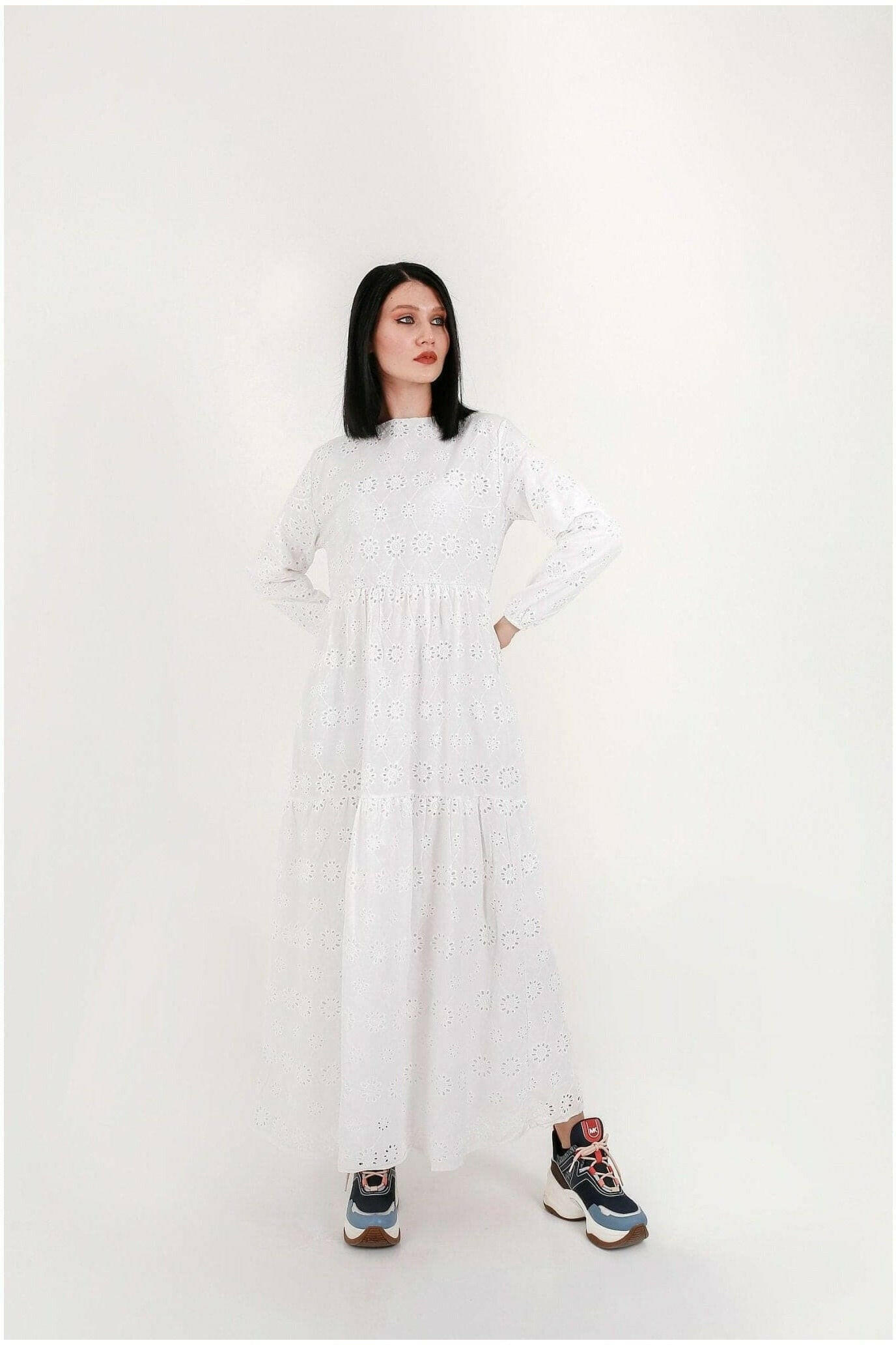 White Cotton Sienna Midi Dress Dress BY Baano   