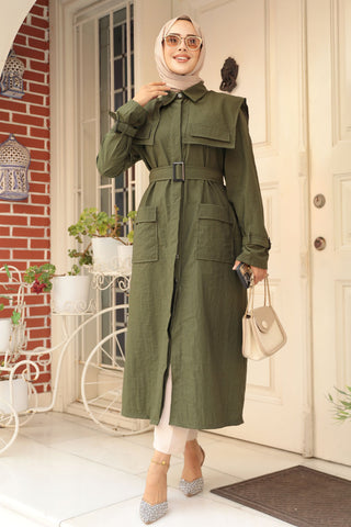 The Molly Full-Length Trench Coat redefines elegance and versatility in modest fashion