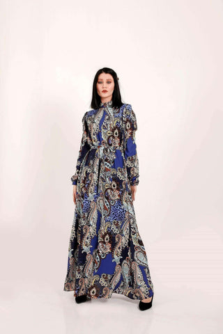 Hailey Long Sleeve self belted Maxi Dress