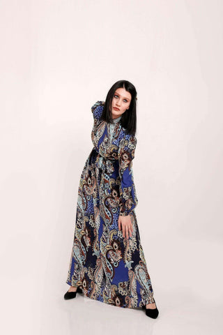 Hailey Long Sleeve self belted Maxi Dress