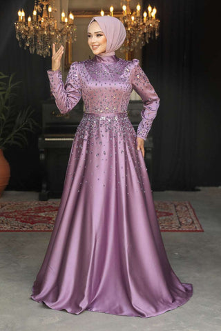 Amara Long Maxi Dress embellished with stunning crystals. -  Lavender - By Baano