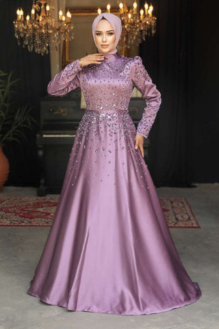 Amara Long Maxi Dress embellished with stunning crystals. -  Lavender - By Baano