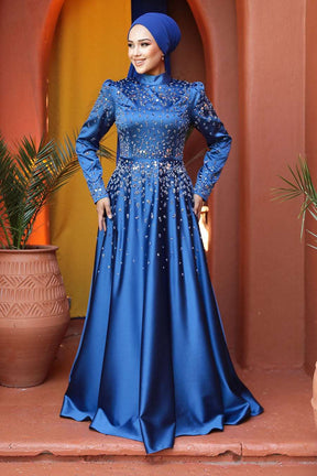 Long Maxi Dress perfect choice for weddings, proms, and evening occasions - Blue - By Baano