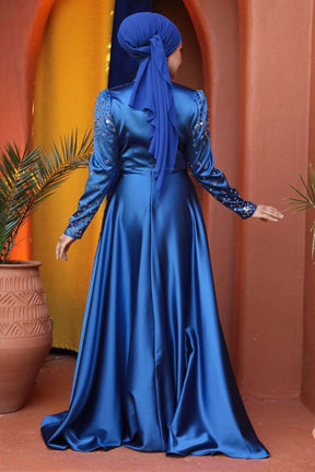 Long Maxi Dress perfect choice for weddings, proms, and evening occasions - Blue - By Baano