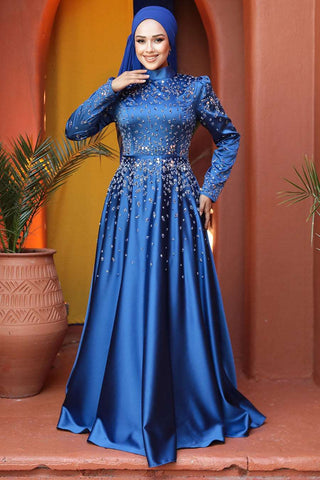 Long Maxi Dress perfect choice for weddings, proms, and evening occasions - Blue - By Baano