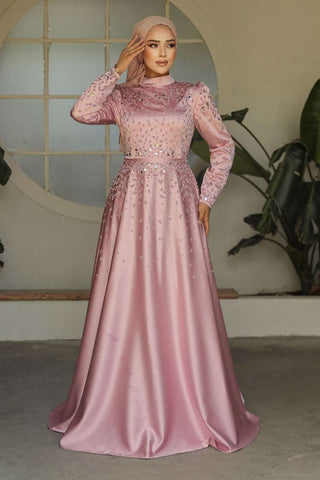 Long Maxi Dress - The timeless design ensures modesty - Pink - By Baano