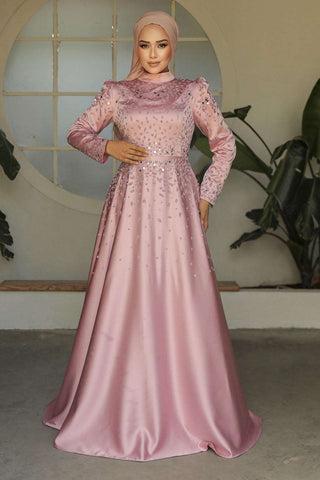 Long Maxi Dress - The timeless design ensures modesty - Pink - By Baano