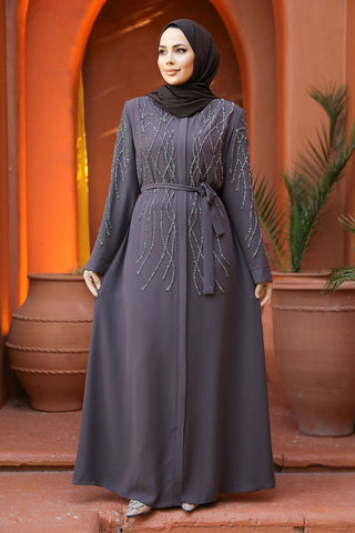 Women Plus Size Abaya in Smoke Gray 52