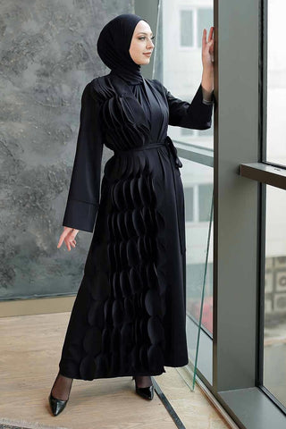 The Luxurious Aaliyah Abaya with Side Design and Open Front - By Baano