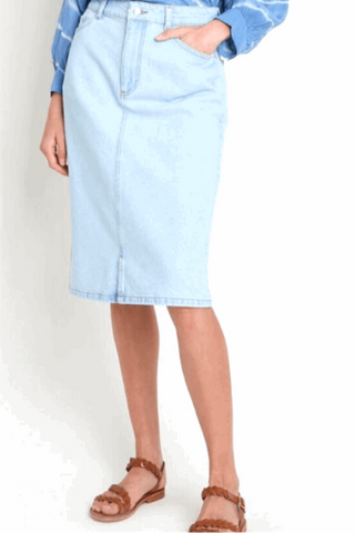 Lisa Blue Denim Skirt - Perfect Knee Length Modest and Chic - By Baano