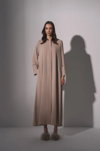 Introducing the Al Mana Open Front Abaya in Beige - By Baano