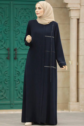 Aziza Long Black Abaya With Side Pockets and Side Detail - Modest Clothes - By Baano