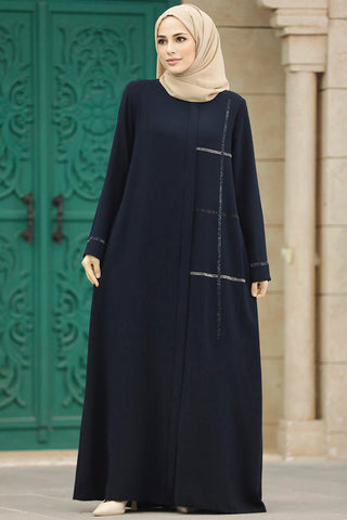 Aziza Long Black Abaya With Side Pockets and Side Detail - Modest Clothes - By Baano