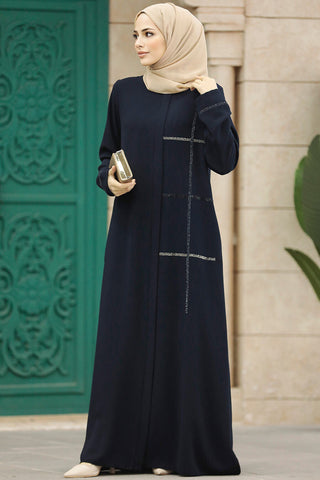 Aziza Long Black Abaya With Side Pockets and Side Detail - Modest Clothes - By Baano