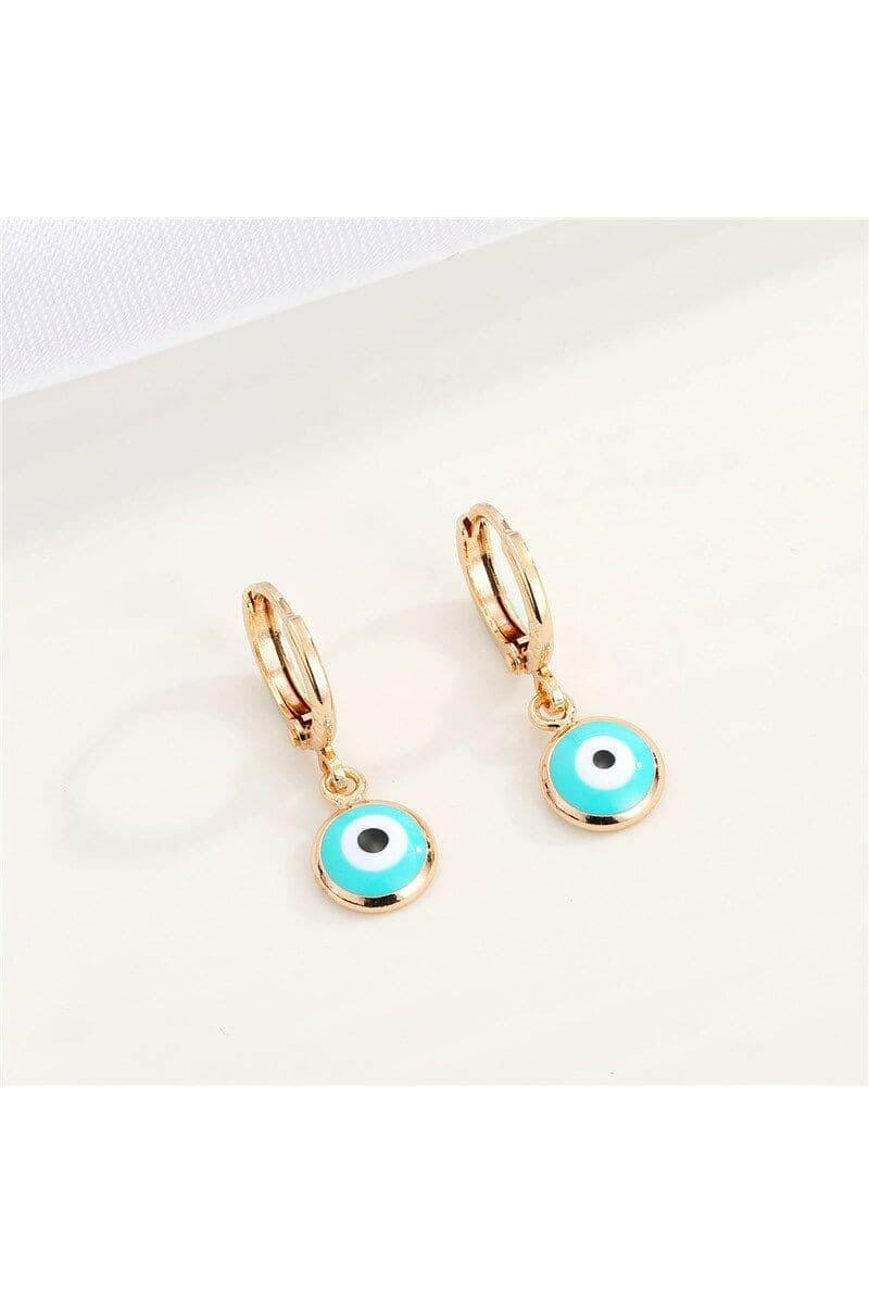 Turkish Evil Eye Small Hoop Earrings For Women - Vintage Colorful Round Eye - Circle Ear Stud Female Jewelry.