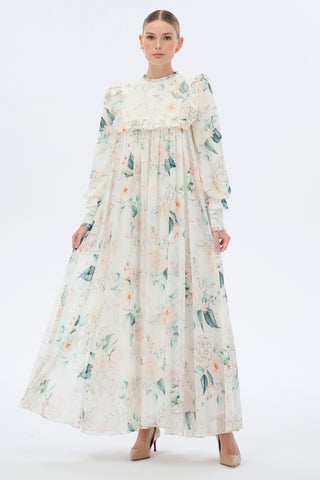 Off To France Timeless Floral Maxi Dress with Full length Sleeves - By Baano