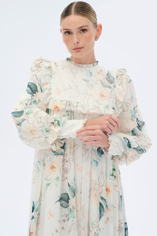 Off To France Timeless Floral Maxi Dress with Full length Sleeves - By Baano