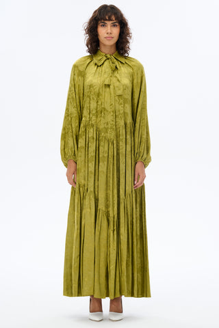 BABY COLLAR OVERSIZED LONG MAXI DRESS Standard Green