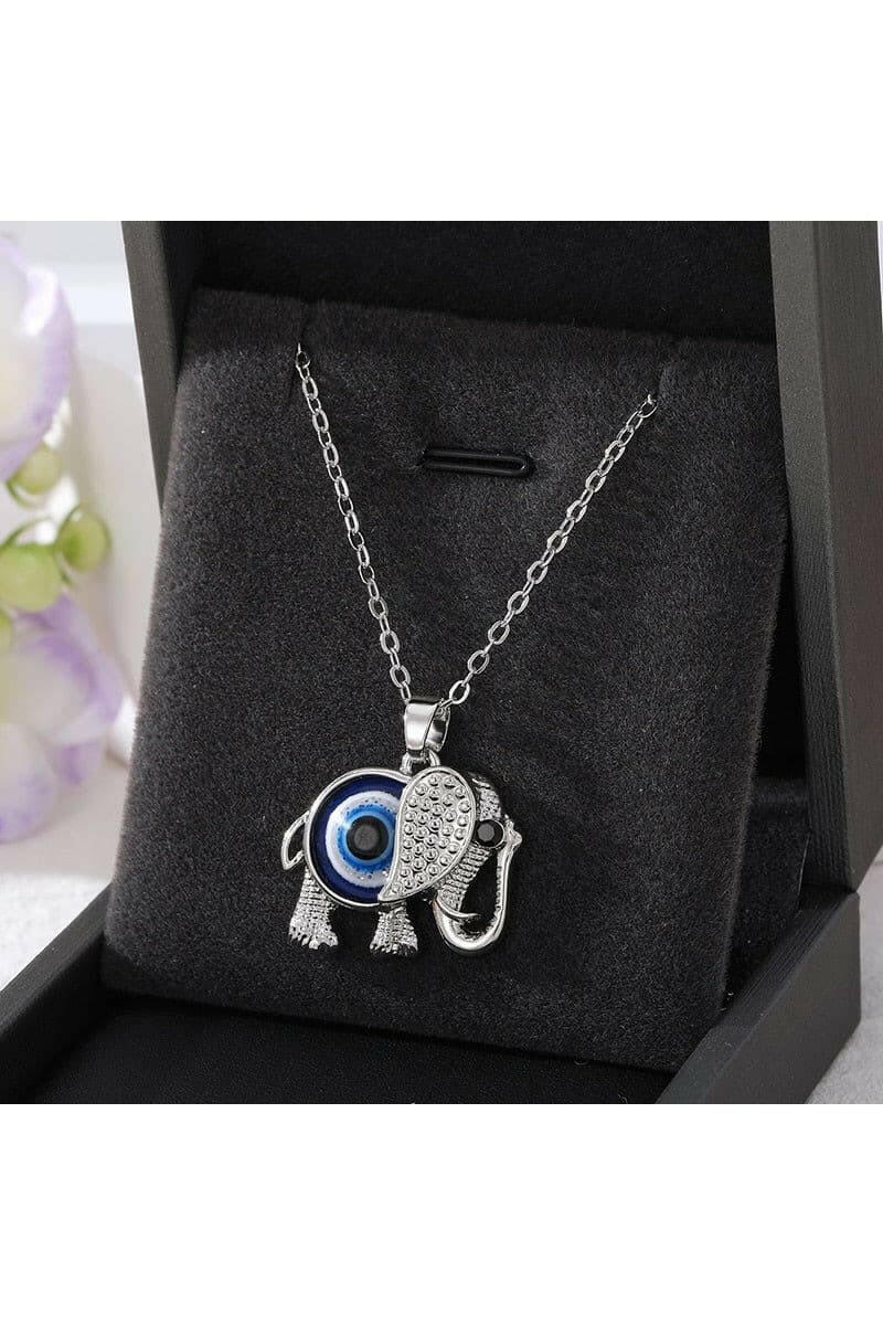 Elephant Turkey Evil Eye Necklace Women - Trendy Retro Lucky Blue Eye - By Baano