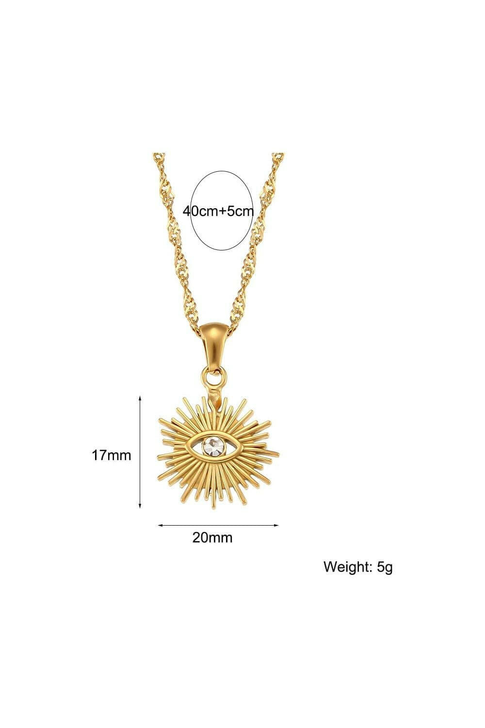 Elegant Water Wave Chain 18k Gold Plated Stainless Steel Creative Sunlight Zirconia Evil Eye Pendant Necklaces For Women - By Baano
