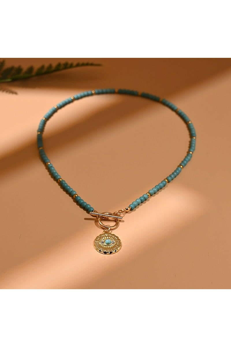 4mm Colorful Stone Choker Necklace for Women Round Evil Charm Pendant Necklace - By Baano