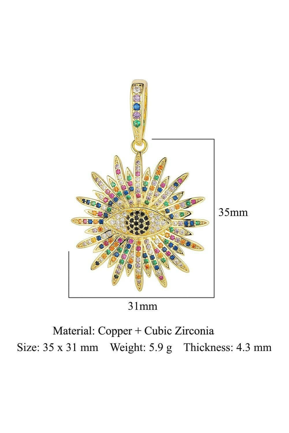 3pcs - Brass Sun Star Rainbow Zircon Pendant Evil Eye Lotus Flower scorpion Copper CZ Charms Necklace Pendants - By Baano