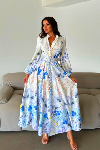 The Dorothy Floral Polyester Jessica Maxi Dress - By Baano