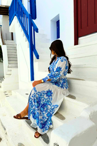 Step into elegance with the Lara Long Sleeve Floral Maxi Dress - By Baano