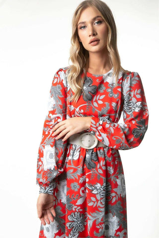 Kelly Floral Long Maxi Dress with Long Sleeves - By Baano