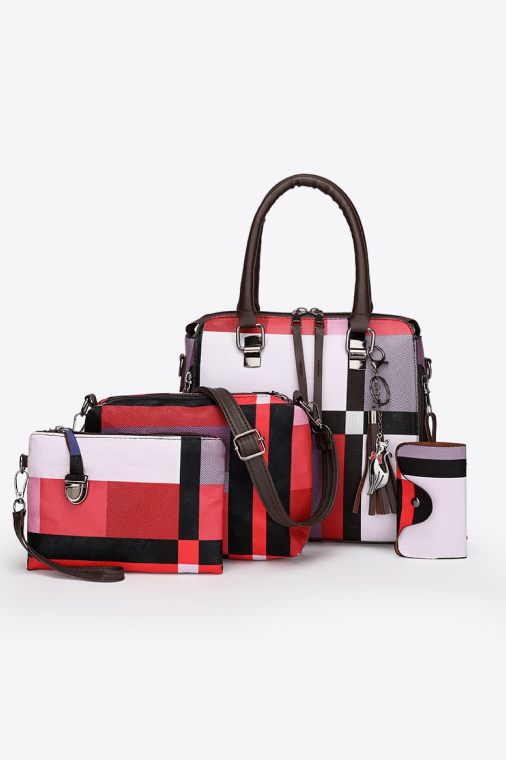 4-Piece Color Block PU Leather Bag Set - By Baano