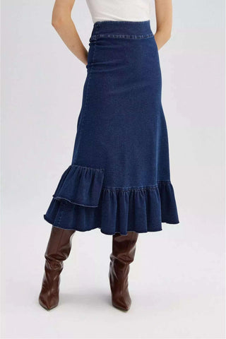 Denim Skirt with Side Details