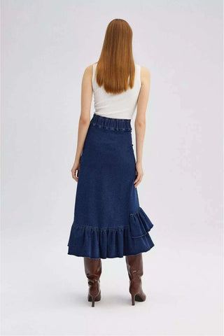 Denim Skirt with Side Details