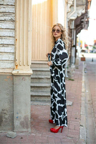 Lauren Long Maxi Dress in Black and White - By Baano