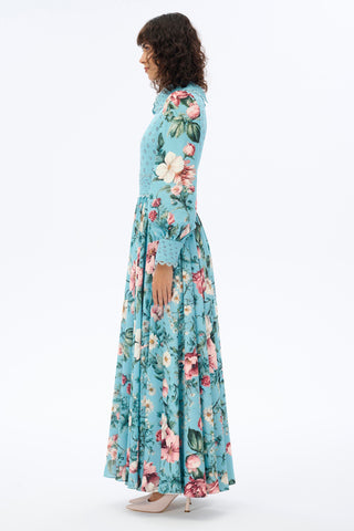 Floral Maxi Dress with Shirt Collar