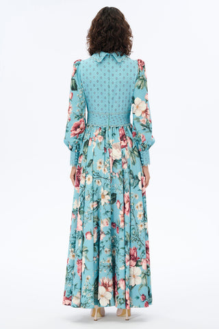 Floral Maxi Dress with Shirt Collar