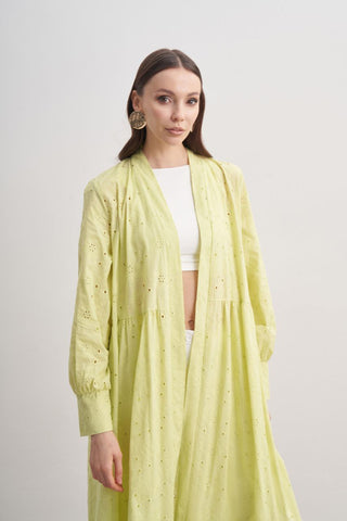 Rania Open Front Abaya - Kimono - Modest Green Abaya - By Baano