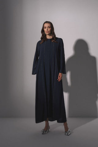 Iman Relax Fit Abaya with Front Zipper Navy