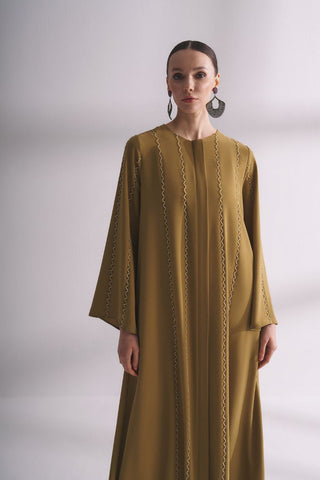 Iman Relax Fit Abaya with Front Zipper Gold