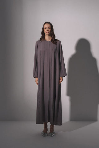 Iman Relax Fit Abaya with Front Zipper Gray