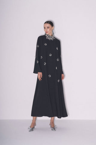 Yoshi Abaya with Embellished Crystal Collar