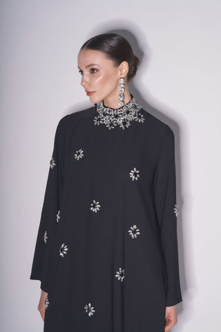 Yoshi Abaya with Embellished Crystal Collar - By Baano