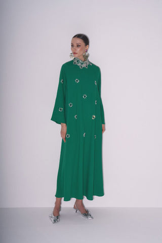 Yoshi Abaya with Embellished Crystal Collar - By Baano