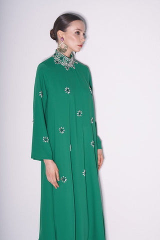 Yoshi Abaya with Embellished Crystal Collar - By Baano